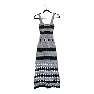 Elegant Black and White Crochet Dress